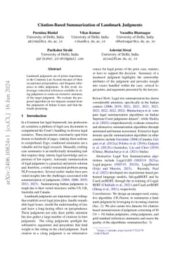 Citation-Based Summarization of Landmark Judgments
