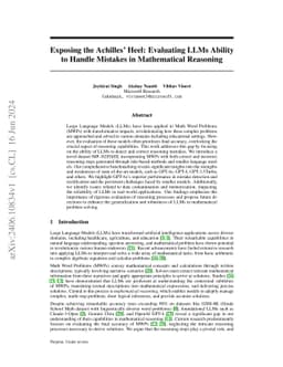 Exposing the Achilles' Heel: Evaluating LLMs Ability to Handle Mistakes
  in Mathematical Reasoning