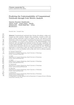 Predicting the Understandability of Computational Notebooks through Code
  Metrics Analysis