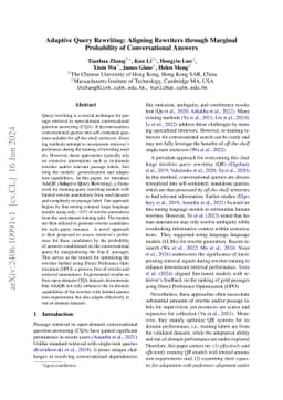 Adaptive Query Rewriting: Aligning Rewriters through Marginal
  Probability of Conversational Answers