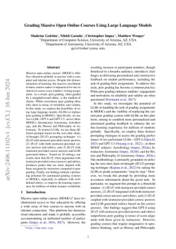 Grading Massive Open Online Courses Using Large Language Models