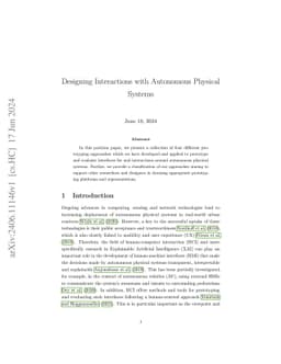 Designing Interactions with Autonomous Physical Systems