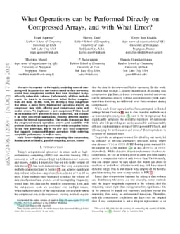 What Operations can be Performed Directly on Compressed Arrays, and with
  What Error?