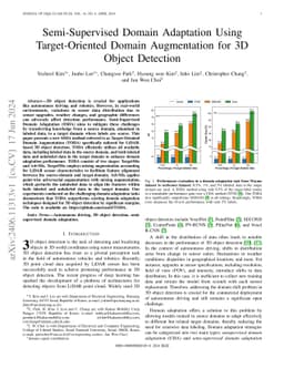 Semi-Supervised Domain Adaptation Using Target-Oriented Domain
  Augmentation for 3D Object Detection