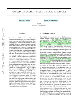 Spillover Detection for Donor Selection in Synthetic Control Models