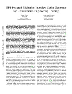GPT-Powered Elicitation Interview Script Generator for Requirements
  Engineering Training