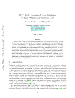 ROTI-GCV: Generalized Cross-Validation for right-ROTationally Invariant
  Data