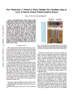 Flow Shadowing: A Method to Detect Multiple Flow Headings using an Array
  of Densely Packed Whisker-inspired Sensors