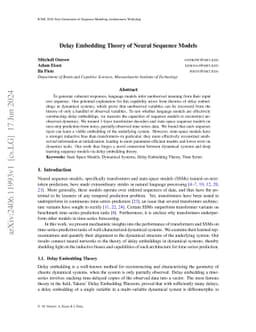 Delay Embedding Theory of Neural Sequence Models