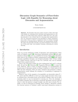 Discussion Graph Semantics of First-Order Logic with Equality for
  Reasoning about Discussion and Argumentation