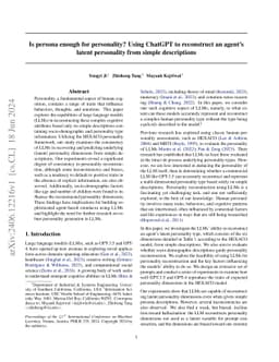 Is persona enough for personality? Using ChatGPT to reconstruct an
  agent's latent personality from simple descriptions