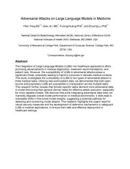 Adversarial Attacks on Large Language Models in Medicine