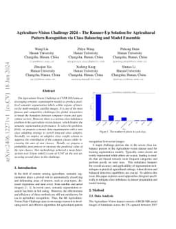Agriculture-Vision Challenge 2024 -- The Runner-Up Solution for
  Agricultural Pattern Recognition via Class Balancing and Model Ensemble