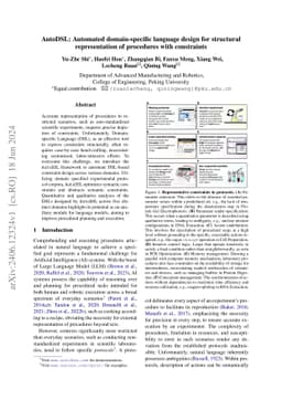 AutoDSL: Automated domain-specific language design for structural
  representation of procedures with constraints