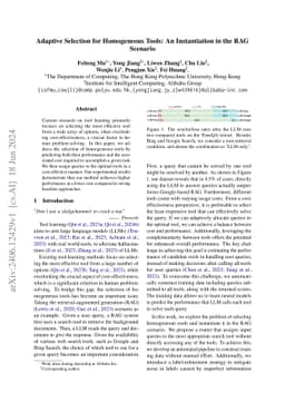 Adaptive Selection for Homogeneous Tools: An Instantiation in the RAG
  Scenario