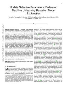 Update Selective Parameters: Federated Machine Unlearning Based on Model
  Explanation