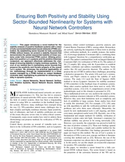 Ensuring Both Positivity and Stability Using Sector-Bounded Nonlinearity
  for Systems with Neural Network Controllers