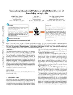 Generating Educational Materials with Different Levels of Readability
  using LLMs