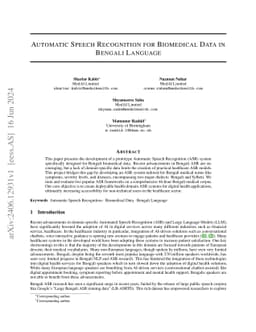 Automatic Speech Recognition for Biomedical Data in Bengali Language
