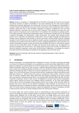 Cyber Protection Applications of Quantum Computing: A Review