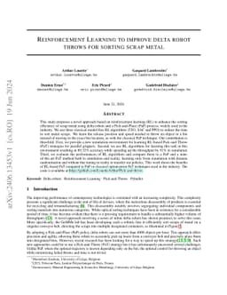 Reinforcement Learning to improve delta robot throws for sorting scrap
  metal