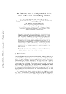 An evidential time-to-event prediction model based on Gaussian random
  fuzzy numbers