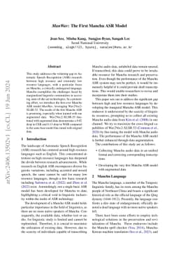 ManWav: The First Manchu ASR Model