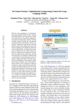 In-Context Former: Lightning-fast Compressing Context for Large Language
  Model