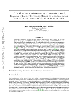 Can AI be enabled to dynamical downscaling? A Latent Diffusion Model to
  mimic km-scale COSMO5.0\_CLM9 simulations