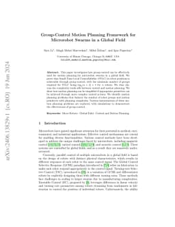 Group-Control Motion Planning Framework for Microrobot Swarms in a
  Global Field
