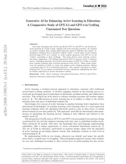 Generative AI for Enhancing Active Learning in Education: A Comparative
  Study of GPT-3.5 and GPT-4 in Crafting Customized Test Questions