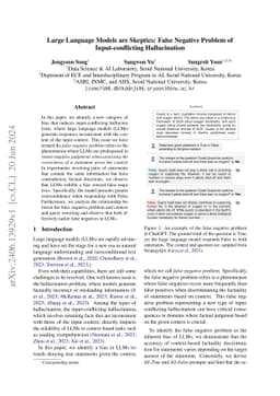 Large Language Models are Skeptics: False Negative Problem of
  Input-conflicting Hallucination