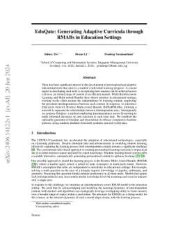 EduQate: Generating Adaptive Curricula through RMABs in Education
  Settings