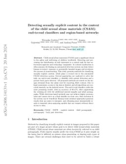 Detecting sexually explicit content in the context of the child sexual
  abuse materials (CSAM): end-to-end classifiers and region-based networks