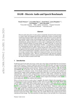 DASB -- Discrete Audio and Speech Benchmark