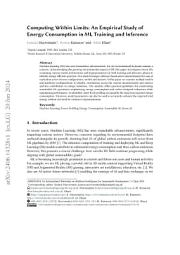 Computing Within Limits: An Empirical Study of Energy Consumption in ML
  Training and Inference
