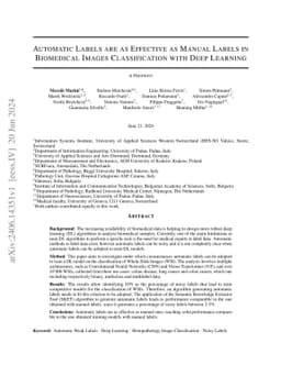 Automatic Labels are as Effective as Manual Labels in Biomedical Images
  Classification with Deep Learning