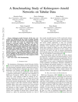 A Benchmarking Study of Kolmogorov-Arnold Networks on Tabular Data