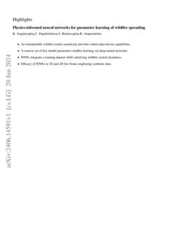 Physics-informed neural networks for parameter learning of wildfire
  spreading