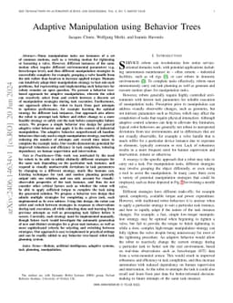 Adaptive Manipulation using Behavior Trees