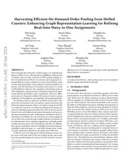 Harvesting Efficient On-Demand Order Pooling from Skilled Couriers:
  Enhancing Graph Representation Learning for Refining Real-time Many-to-One
  Assignments