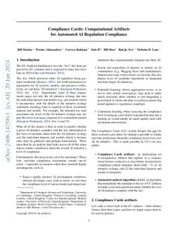 Compliance Cards: Computational Artifacts for Automated AI Regulation
  Compliance