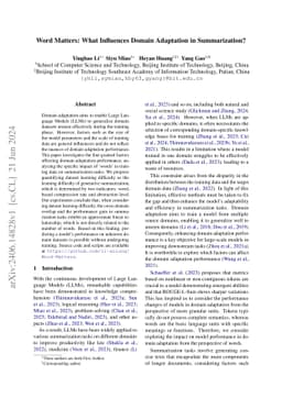 Word Matters: What Influences Domain Adaptation in Summarization?