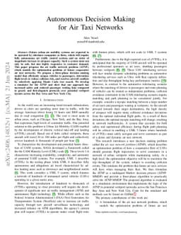 Autonomous Decision Making for Air Taxi Networks