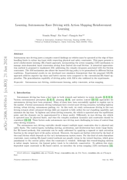Learning Autonomous Race Driving with Action Mapping Reinforcement
  Learning