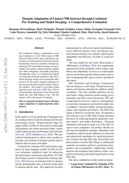 Domain Adaptation of Llama3-70B-Instruct through Continual Pre-Training
  and Model Merging: A Comprehensive Evaluation