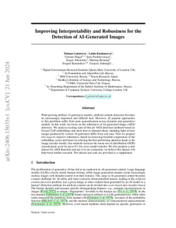 Improving Interpretability and Robustness for the Detection of
  AI-Generated Images