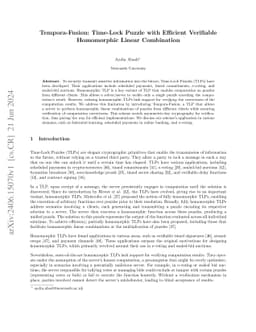 Tempora-Fusion: Time-Lock Puzzle with Efficient Verifiable Homomorphic
  Linear Combination