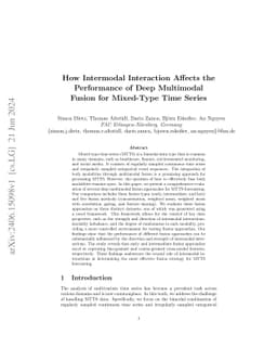 How Intermodal Interaction Affects the Performance of Deep Multimodal
  Fusion for Mixed-Type Time Series