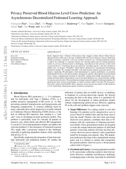 Privacy Preserved Blood Glucose Level Cross-Prediction: An Asynchronous
  Decentralized Federated Learning Approach
